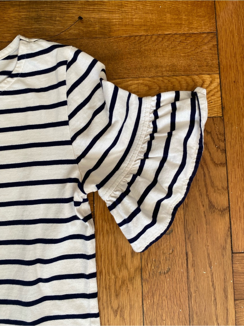 J.Crew Navy Stripe Ruffle Sleeve Shift Dress Size XS - Picture 4 of 8